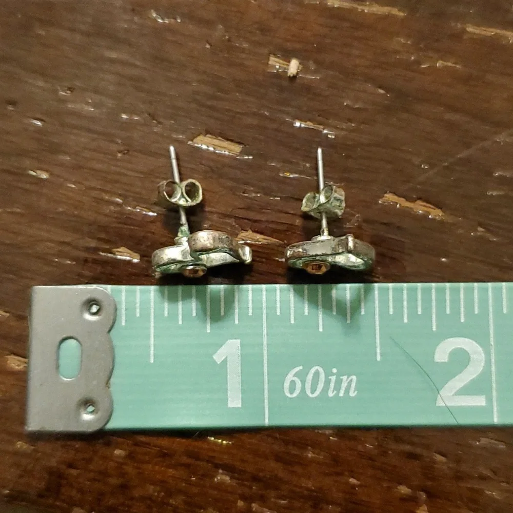 Silver heart stud earrings with November birthstone
